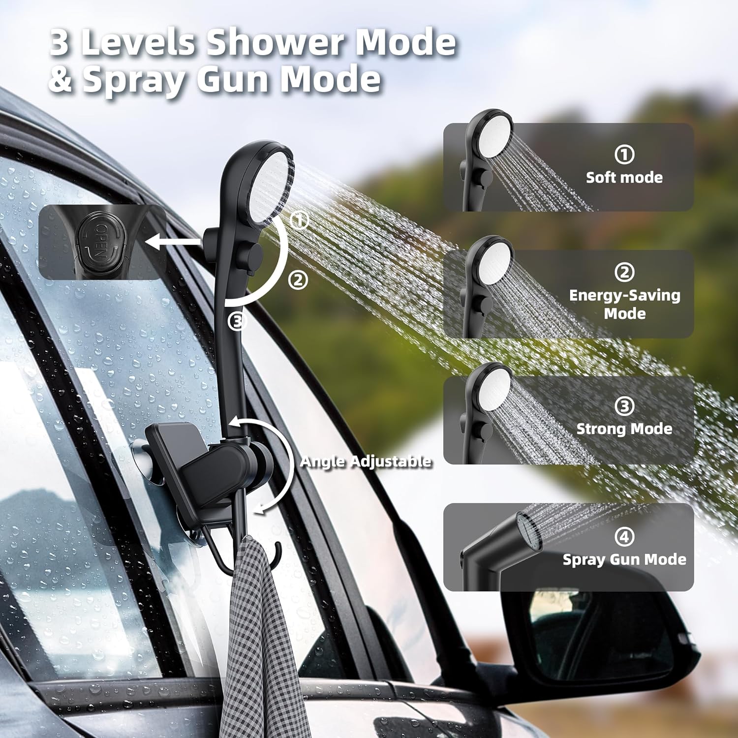Portable Camping Shower, 6000mAh Rechargeable Shower Pump, Filtered Shower Head & 5 Gallons Foldable Bucket, Outdoor Shower for Hiking Beach, Travel, Pet Bath, Car Washing, Surf & Boat Cleaning Portable Camping Shower, 6000mAh Rechargeable Shower Pump, Filtered Shower Head & 5 Gallons Foldable Bucket, Outdoor Shower for Hiking Beach, Travel, Pet Bath, Car Washing, Surf & Boat Cleaning